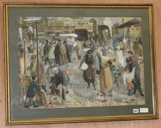 M. Anderson, watercolour, market scene, signed, 51 x 73cm